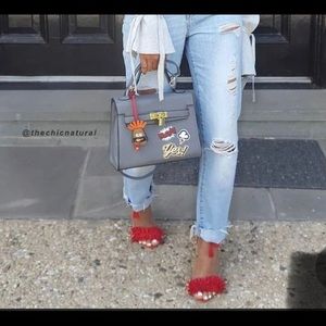 Red open toe heels